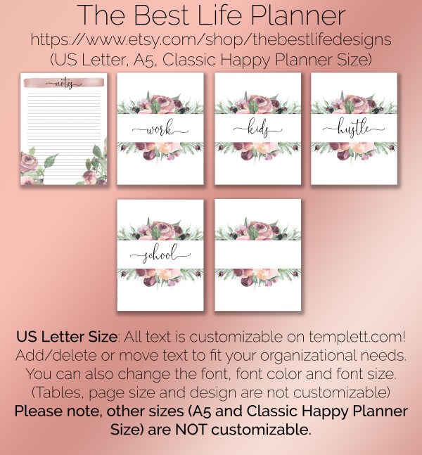 customizable home management planner printables product image